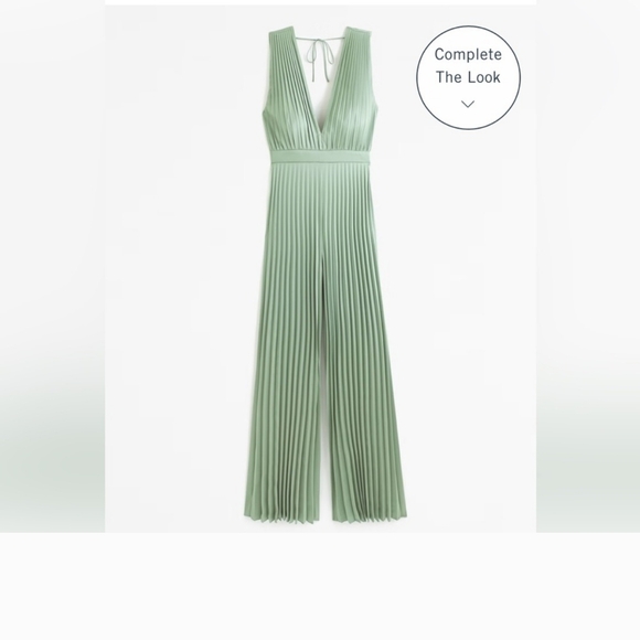 NWT Abercrombie & Fitch Giselle Pleated Jumpsuit Size XXSP - Green - Picture 3 of 11